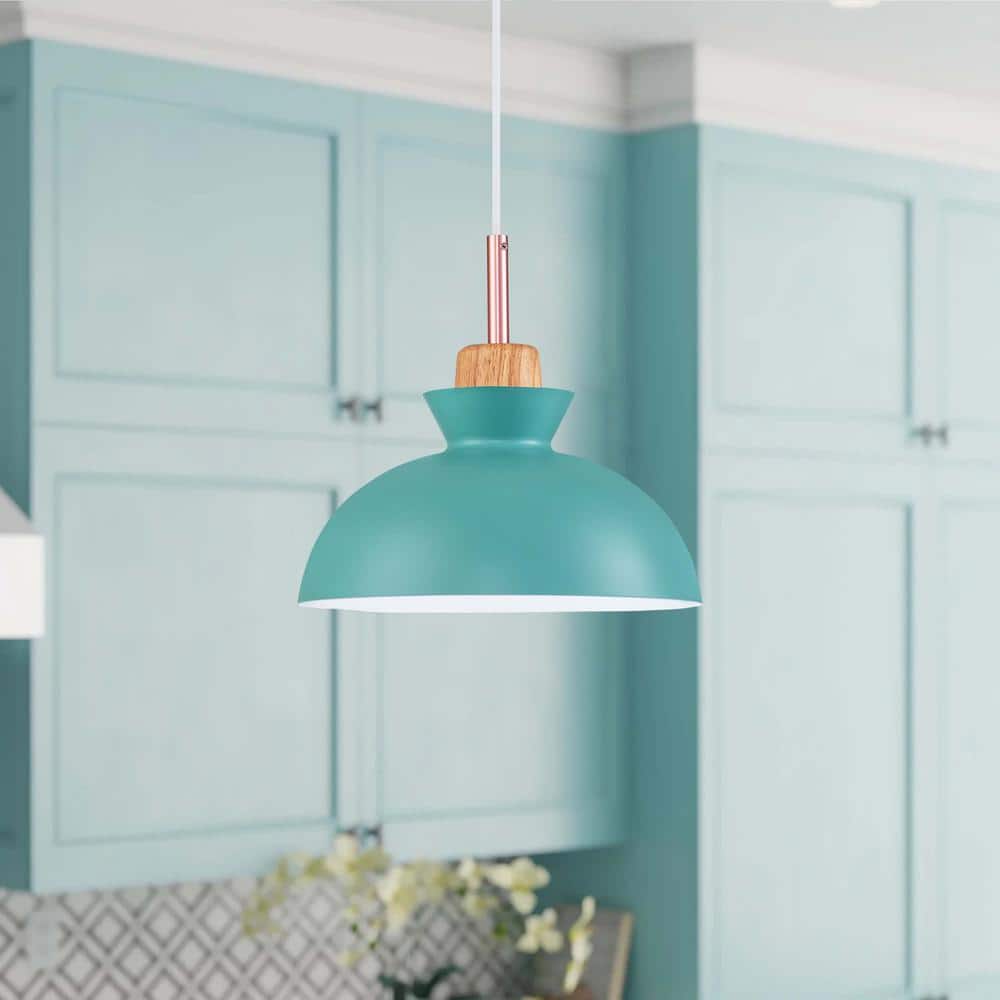 RRTYO Matisse 1-Light Cyan Single Dome Pendant Light with Metal
