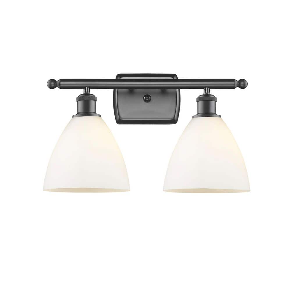 Bristol Glass 18 in. 2-Light Oil Rubbed Bronze Vanity Light with Glass Shade price history on PriceWatchPro