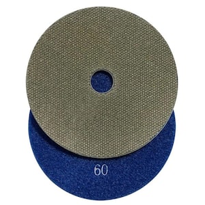 5 in. Electroplated Diamond Grinding and Polishing Pads for Concrete, Stone or Masonry, Wet or Dry, #50/60 Grit