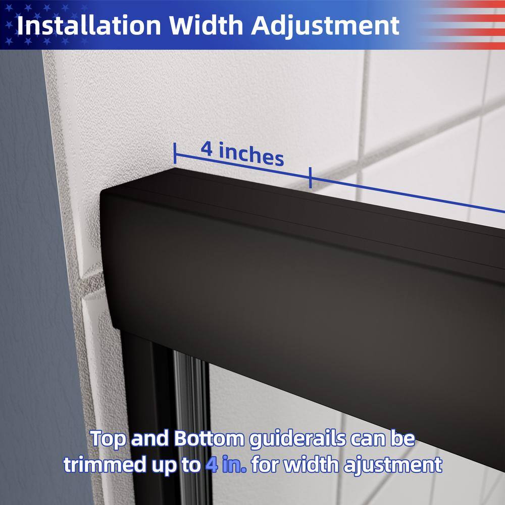 Matte Black Framed Sliding Shower Door with Clear Tempered Glass