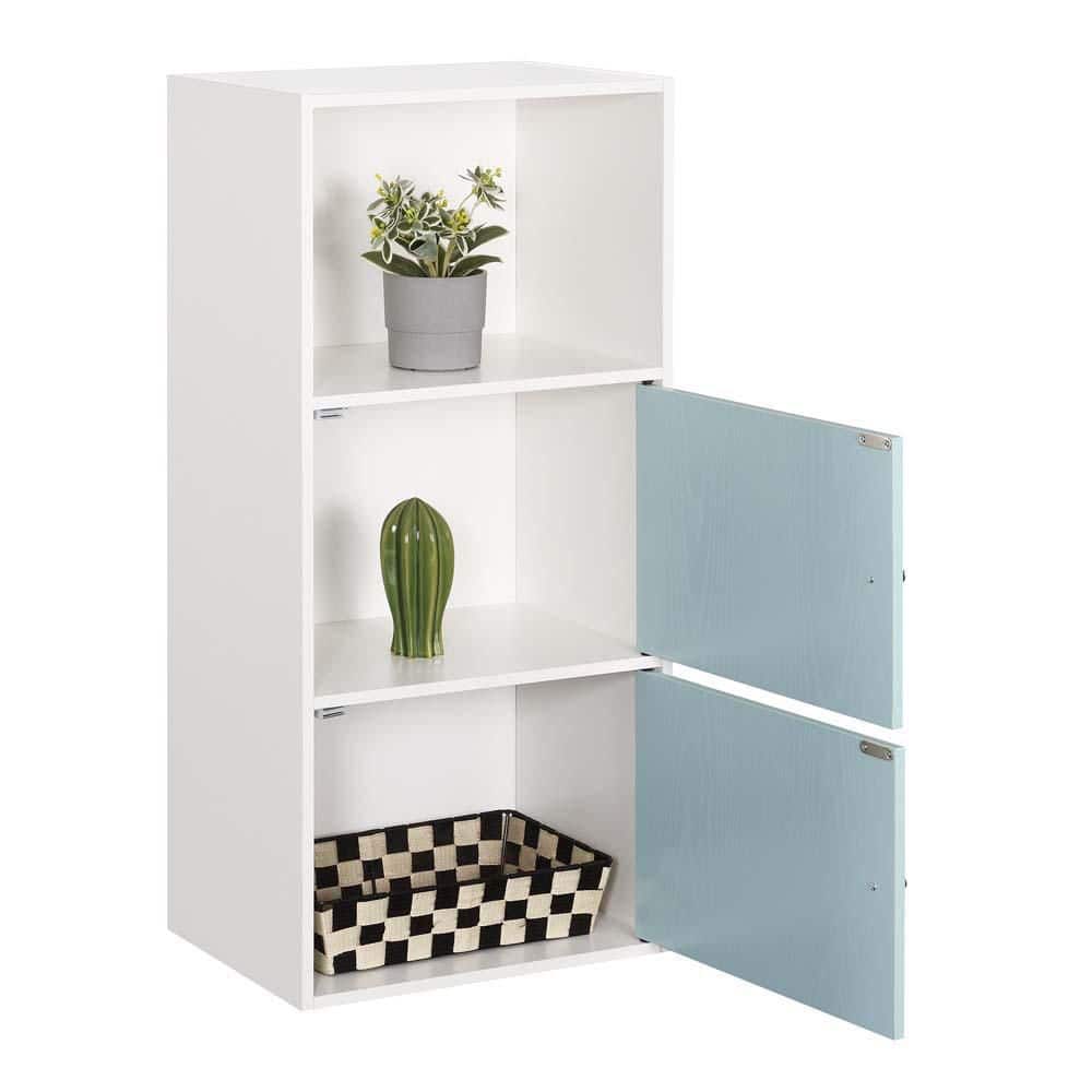 Seafoam Whisper 17" White Office Storage Cabinet with Chrome Knobs
