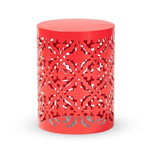 Jamila Red Metal Outdoor Side Table