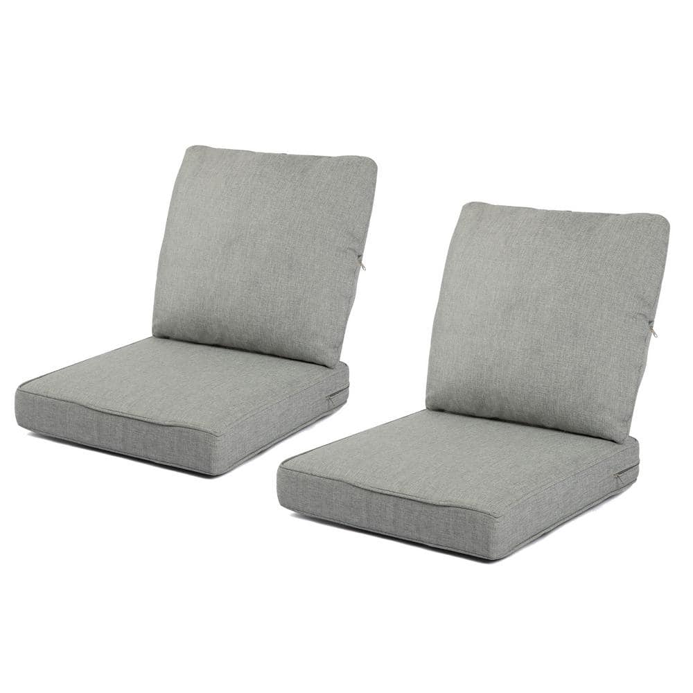 Light Gray Water-Resistant 24 x 24 Outdoor Deep Seating Lounge Chair Cushio