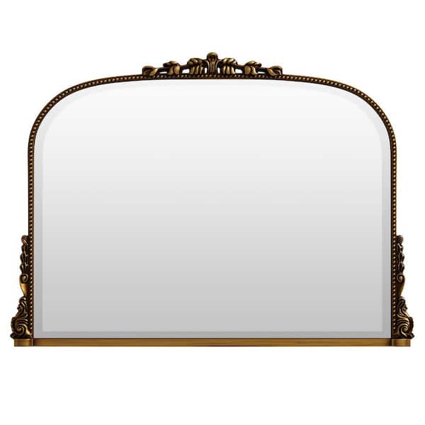 Antique Gold 44 in. W x 32 in. H Arched Polyurethane Framed with Decoration Antique Vanity Wall Mirror