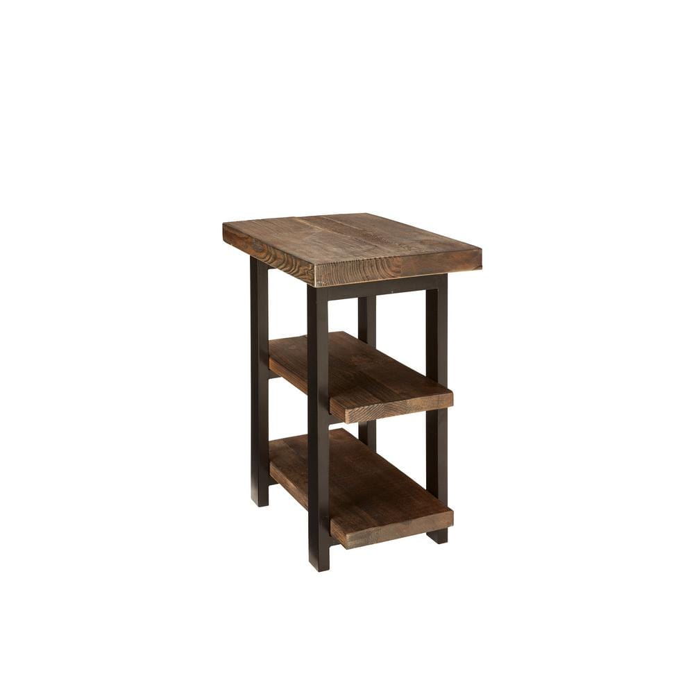 Pomona Rustic Natural Pine Wood and Metal 4-Piece Coffee Table Set