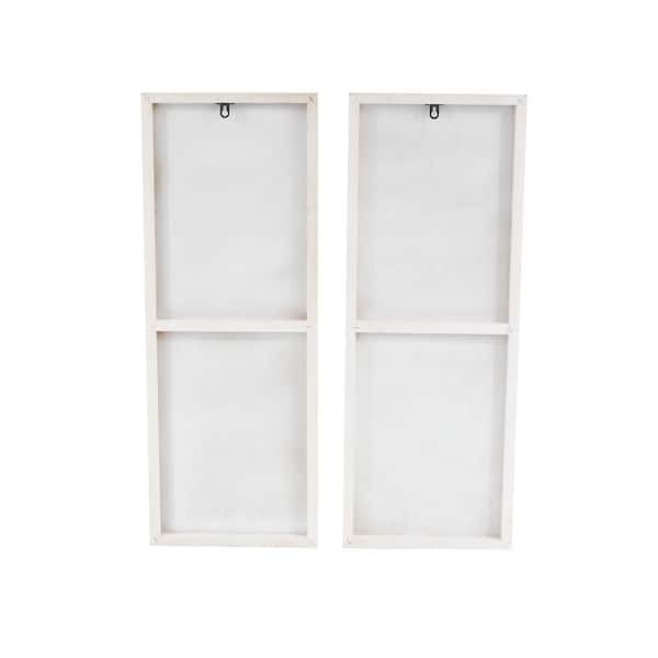 Litton Lane 2-Panel White Geometric Wall Art with Black Accents 32 in. x 12 in.