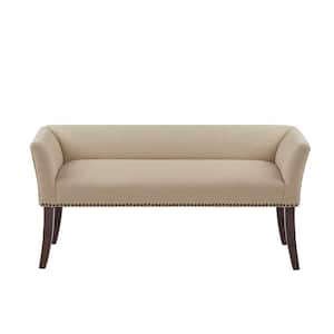 Antonio Tan Flared Arms Accent Bench 23 in. H x 49.5 in. W x 19.25 in. D