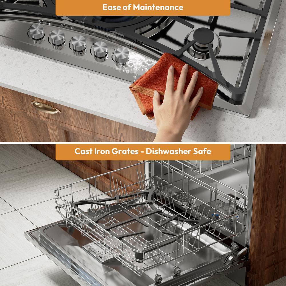 Empava 36" Stainless Steel 5 Burner Gas Cooktop