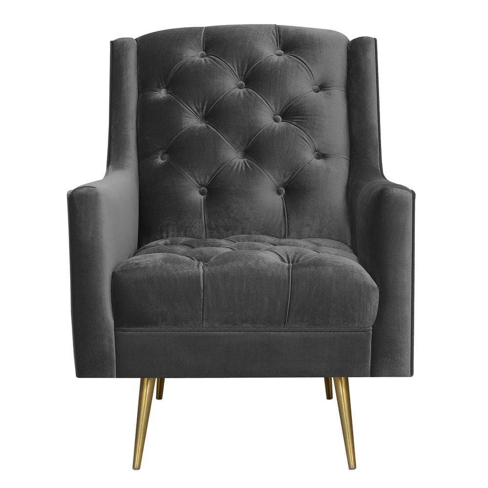 Reese Slate Button Tufted Accent Chair With Gold Legs UBY288100GLG   Slate Accent Chairs Uby288100glg 64 1000 