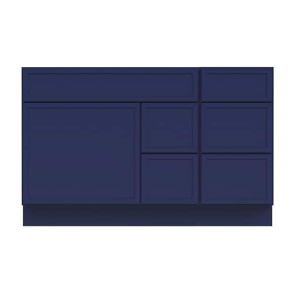 51 in. W x 21 in. D x 32.5 in. H Bath Vanity Cabinet without Top in Blue (Unassembled)