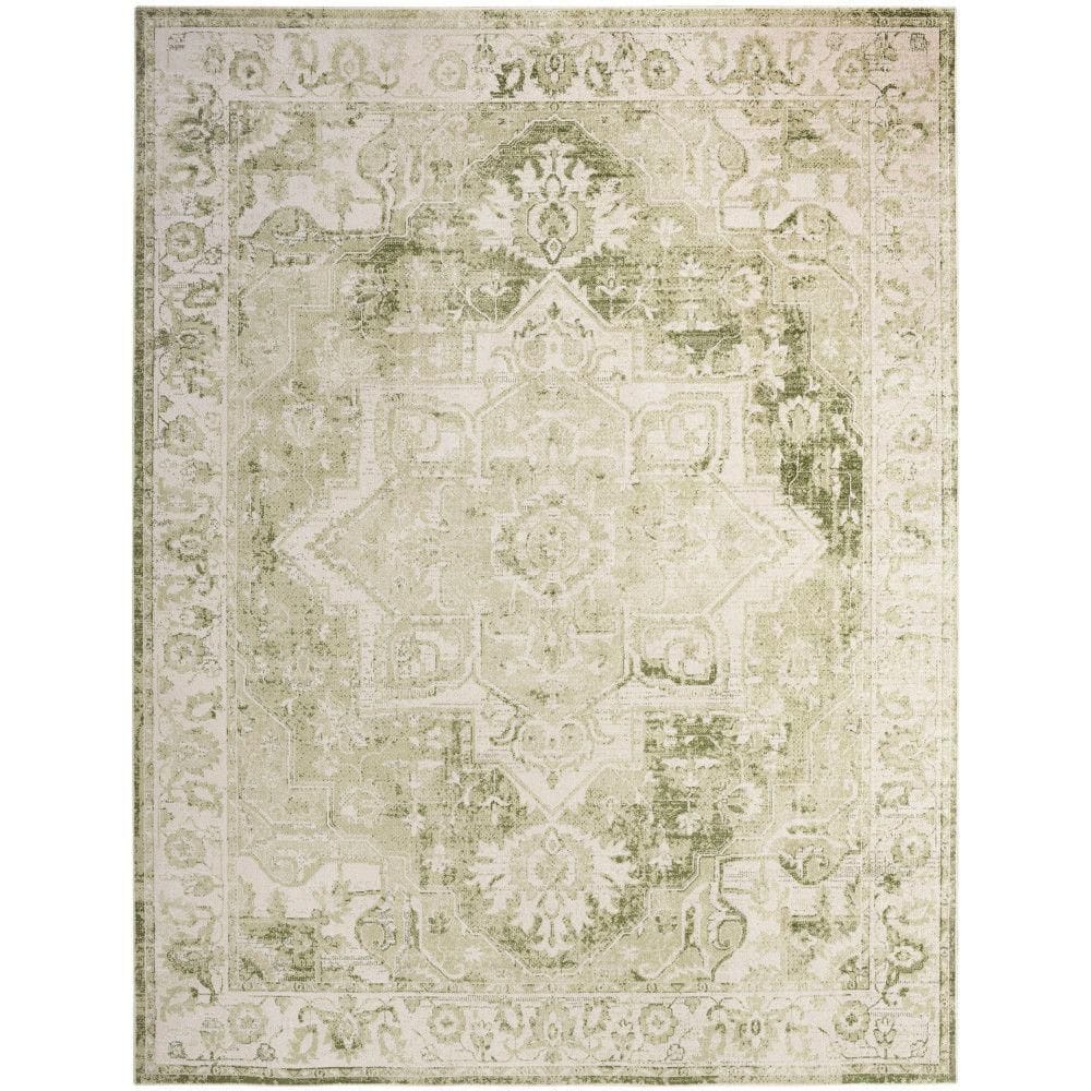 Astra Machine Washable Ivory Green 7 ft. x 9 ft. Center medallion Traditional Area Rug price history on PriceWatchPro
