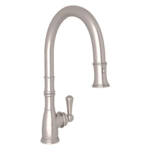 Perrin and Rowe Single-Handle Pull-Down Sprayer Kitchen Faucet in Satin Nickel