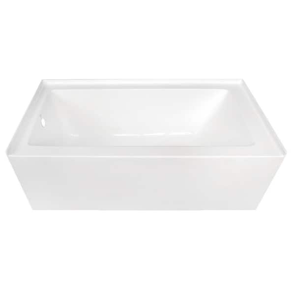 Aqua Eden 60 in. x 30.7 in. Acrylic Rectangular Alcove Soaking Bathtub with Left Drain in Glossy White