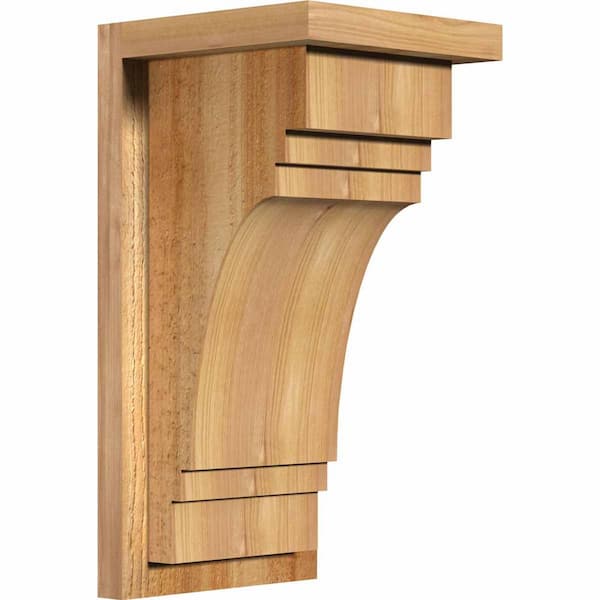 Ekena Millwork 8 in. x 8 in. x 16 in. Western Red Cedar Pescadero Rough Sawn Corbel with Backplate
