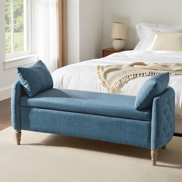 Reg 59 in. Navy Bench with Solid Wood Legs