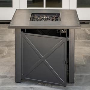 Naples 40,000 BTU Tile-Top Gas Fire Pit Table with Burner Cover and Fire Glass