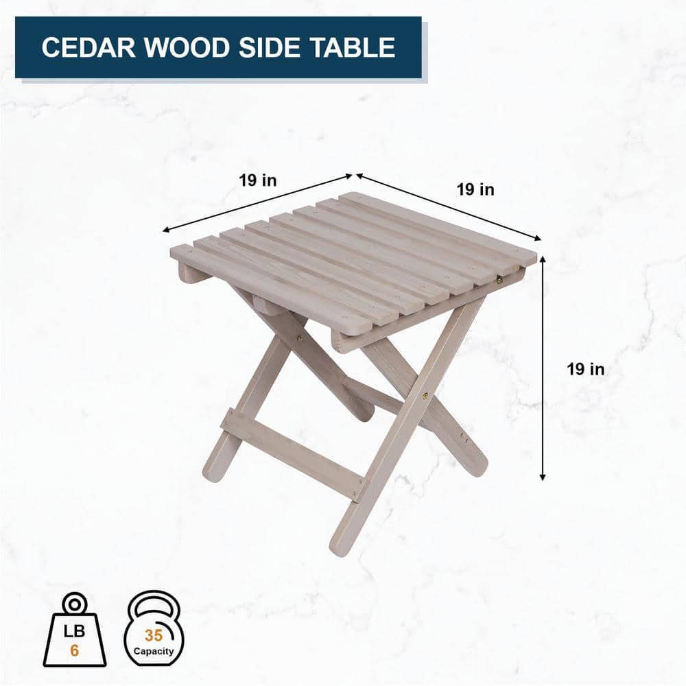 Sherwood Cedar Wood Folding Square Accent Table