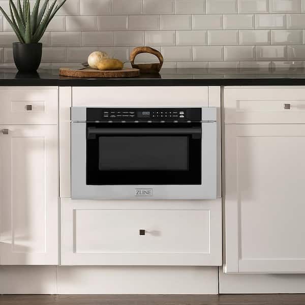 Autograph Edition 24 in. 1000-Watt Built-In Microwave Drawer in Stainless Steel & Traditional Matte Black Handle