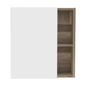 17.7 in. W x 19.5 in. H Light Oak Rectangular Wall Surface Mount Bathroom Storage Medicine Cabinet with Mirror