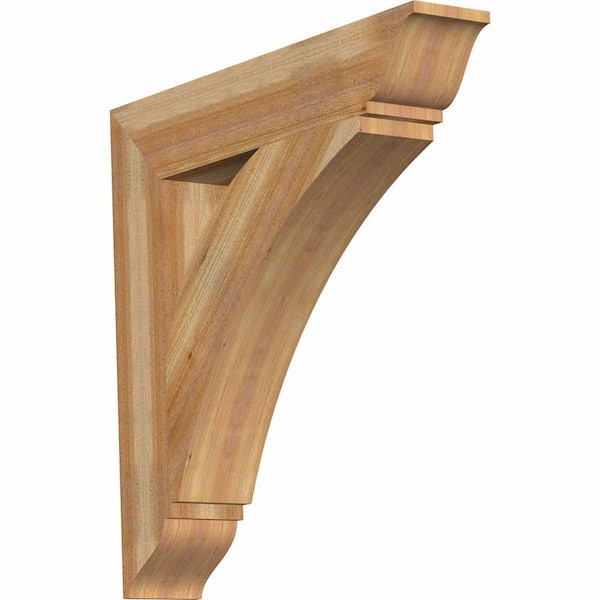 Ekena Millwork 6 in. x 34 in. x 34 in. Western Red Cedar Thorton Traditional Rough Sawn Bracket