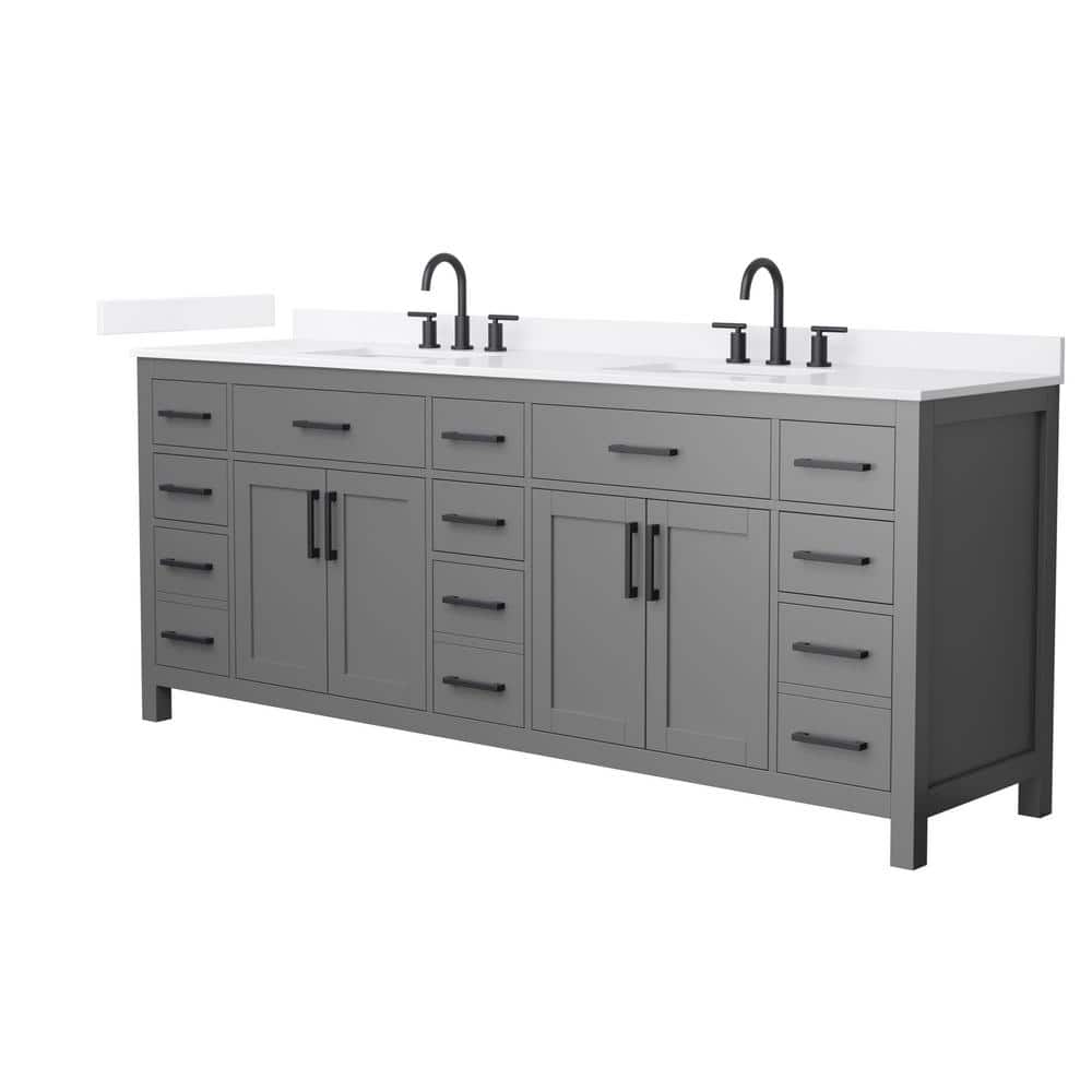 Wyndham Collection Beckett 84 in. Double Freestanding Dark Gray
