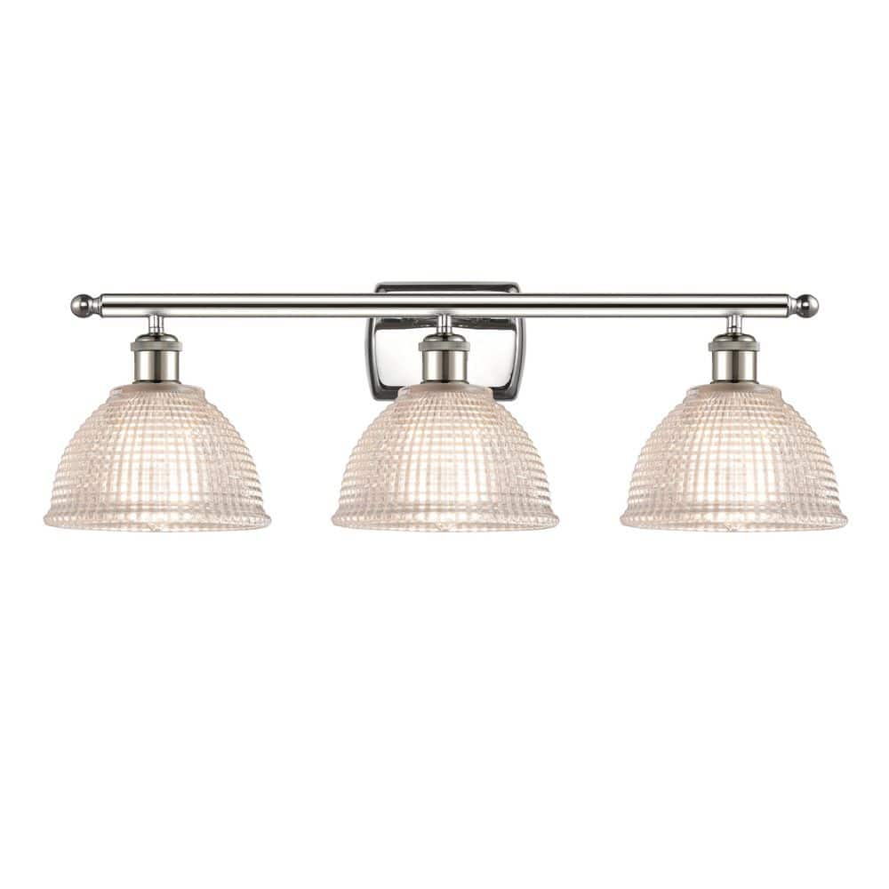 Arietta 26 in. 3-Light Polished Nickel Vanity Light with Glass Shade price history on PriceWatchPro