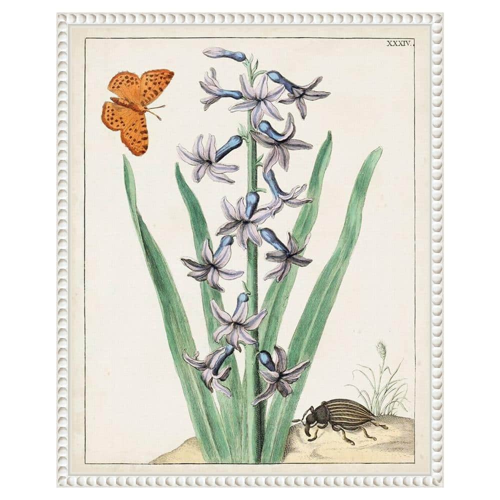 16"x20" White Framed Botanical Canvas Wall Art with Butterfly