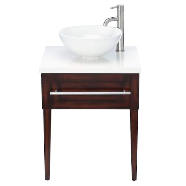 Home Decorators Collection Aitken 24 in. Transitional Vanity in Oak with Engineered Stone Vanity Top in White