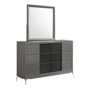 Gray and Black 6-Drawer 38.1 in. W Dresser without Mirror