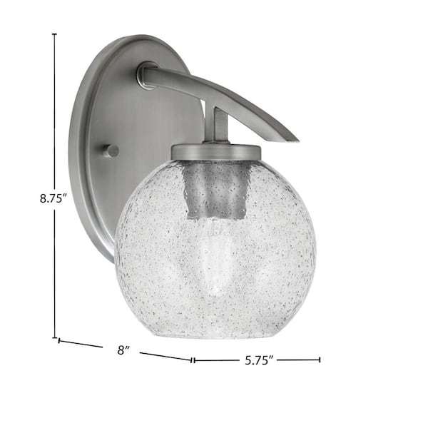 Unbranded Siena 1-Light Graphite Downlight Wall Sconce with Smoke Bubble Glass Shade