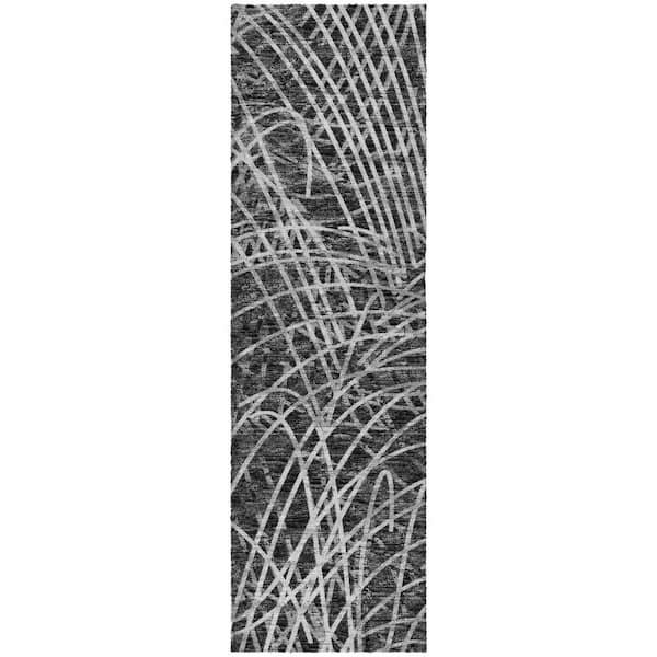 Dream Shag Premium Machine Washable Abstract ADS35 Charcoal 2 ft. x 7 ft. Runner Rug