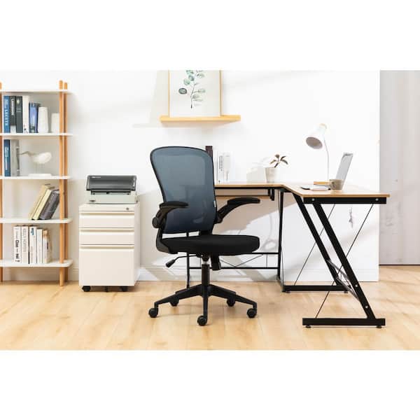 Leisuremod Newton Mesh Adjustable Height Ergonomic Office Chair in Grey with Adjustable Arms