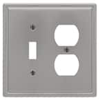 Moderne 2 Gang 1-Toggle and 1-Duplex Steel Wall Plate - Brushed Nickel
