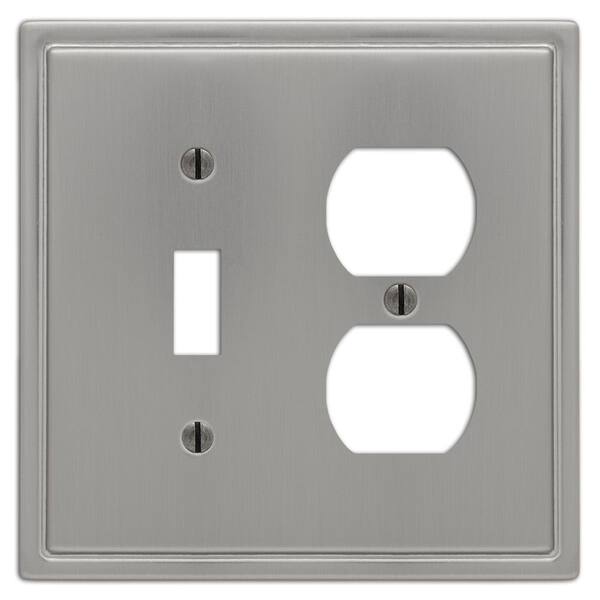 AMERELLE Moderne 2 Gang 1-Toggle and 1-Duplex Steel Wall Plate - Brushed Nickel