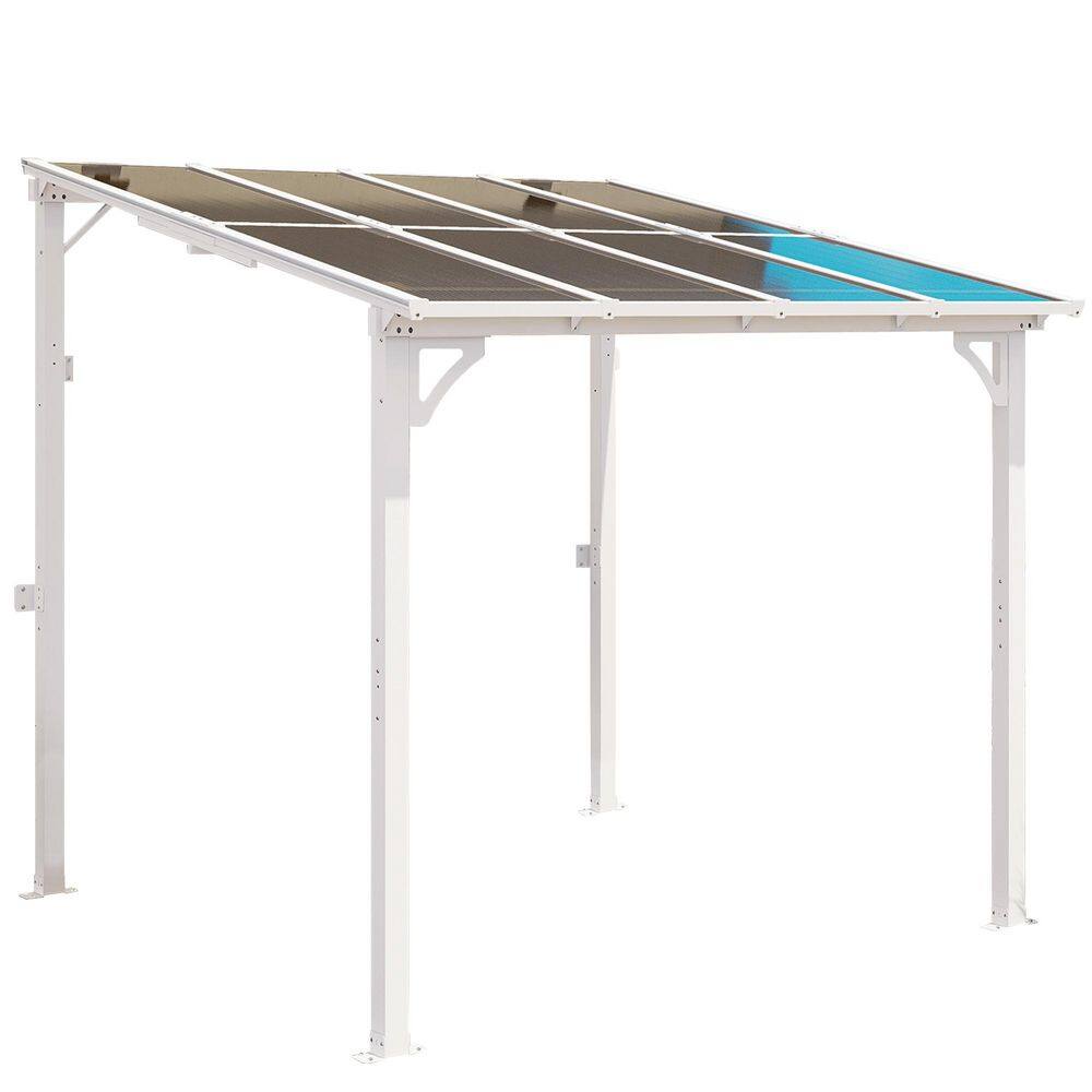 5 ft. D x 8 ft. W Outdoor Lean to White Hardtop Gazebo with Aluminum Frame for Outdoor Pergola, Patio Cover price history on PriceWatchPro