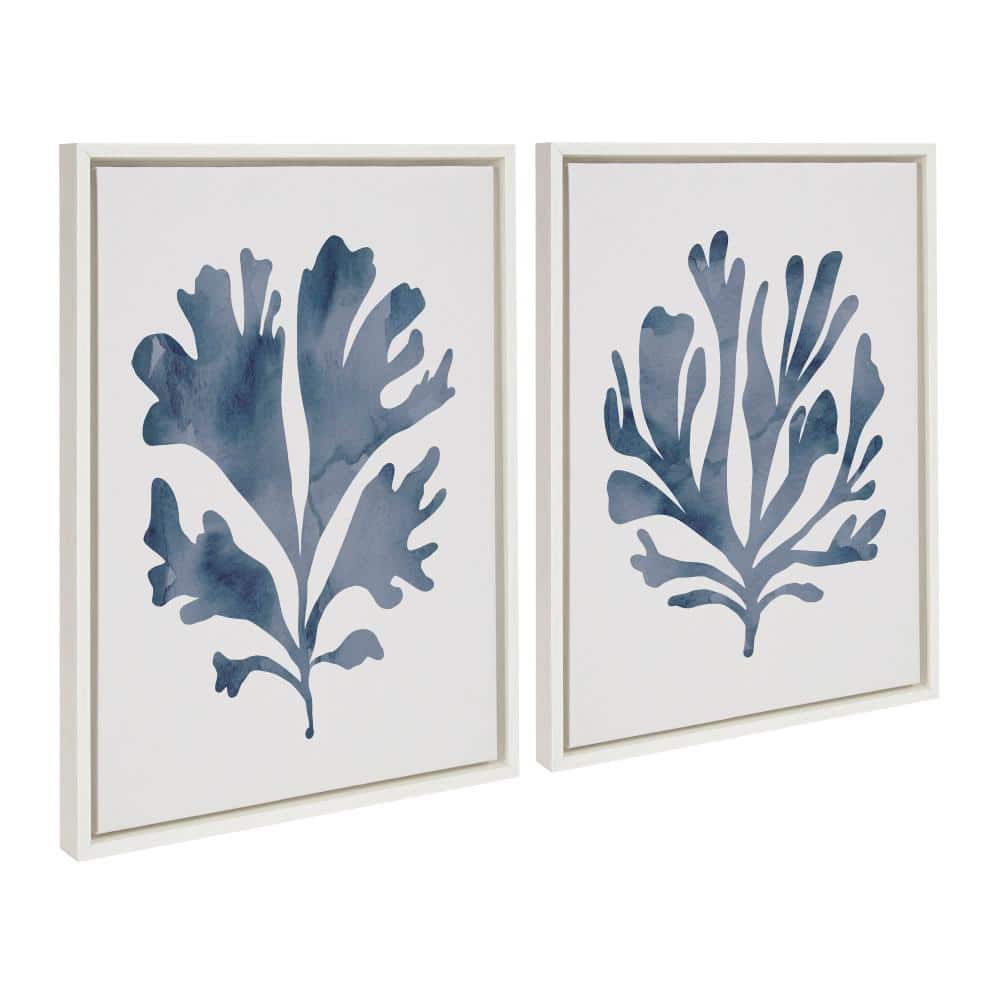 Sophisticated Blue Coral 18"x24" Framed Canvas Art Set