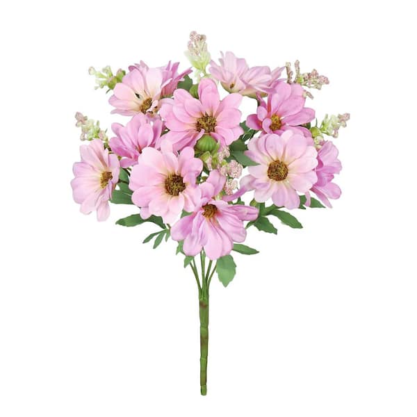 LIVING LUXURY 13 in. Petite Lavender Artificial Daisy Flower Stem Bush Bouquet Set of 4