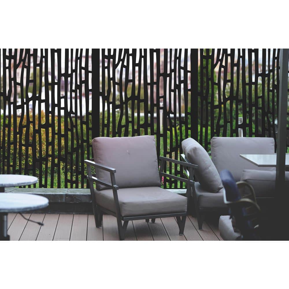 Charcoal Black Recycled Polymer Decorative Privacy Panel, 3 ft x 6 ft