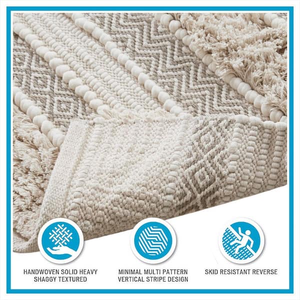 INK+IVY Asher 20 in. x 32 in. Natural Woven Texture Stripe Bath