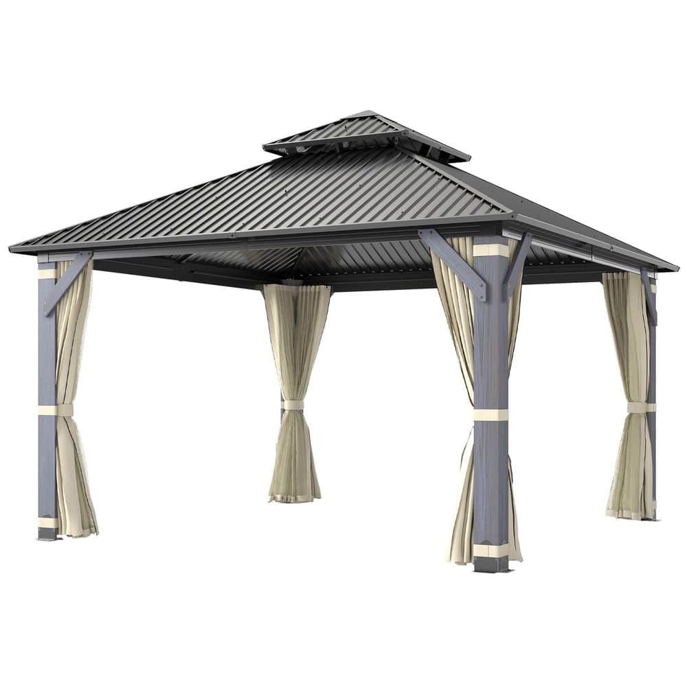 COVERONICS 12 ft. x 12 ft. Outdoor Wood Gazebo, Double Roof