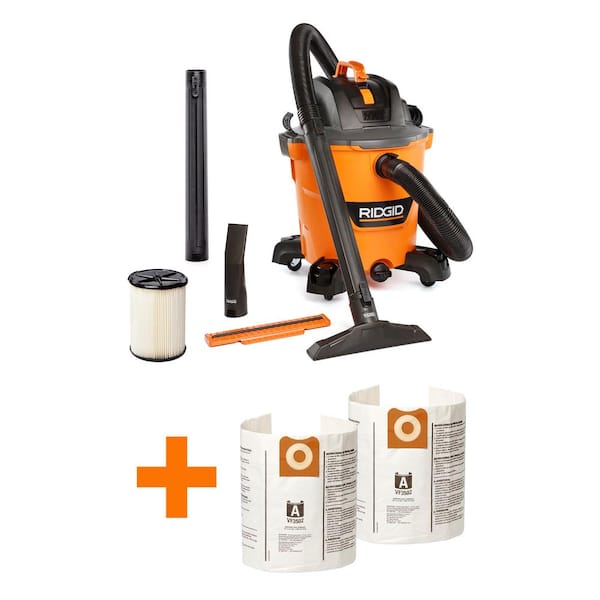 RIDGID 12 Gal. 5.0 Peak HP NXT Shop Vacuum Wet Dry Vac with Filter, Dust Collection Bags, Hose and Accessories HD1200F