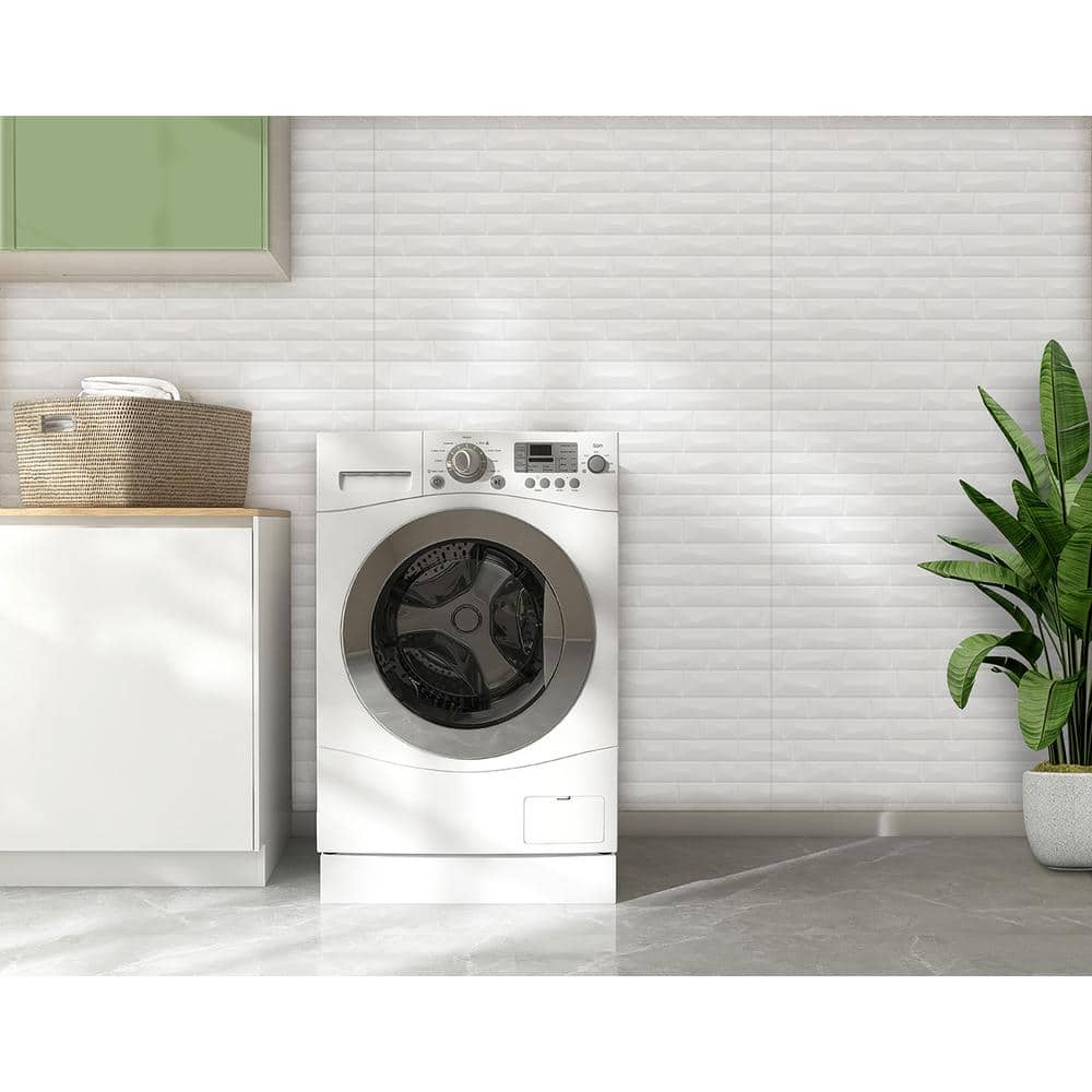 Vista 4ft x 8ft Gloss White 3D Textured PVC Wall Panels