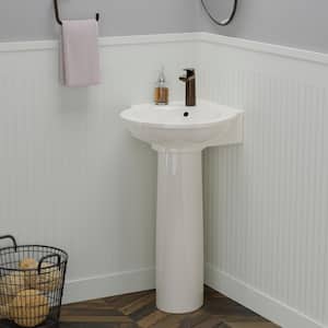 Evolution Corner Pedestal Combo Bathroom Sink in White