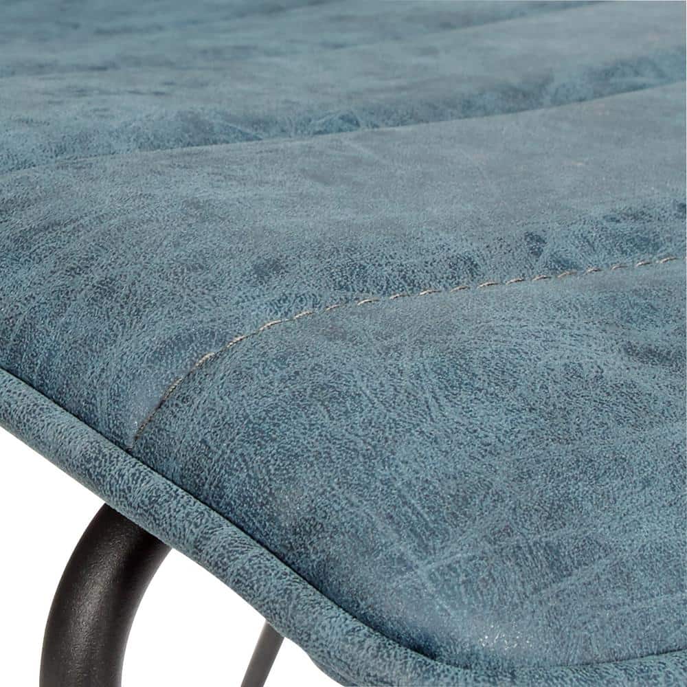 Navy Faux Leather Metal Frame Stackable Armless Chair