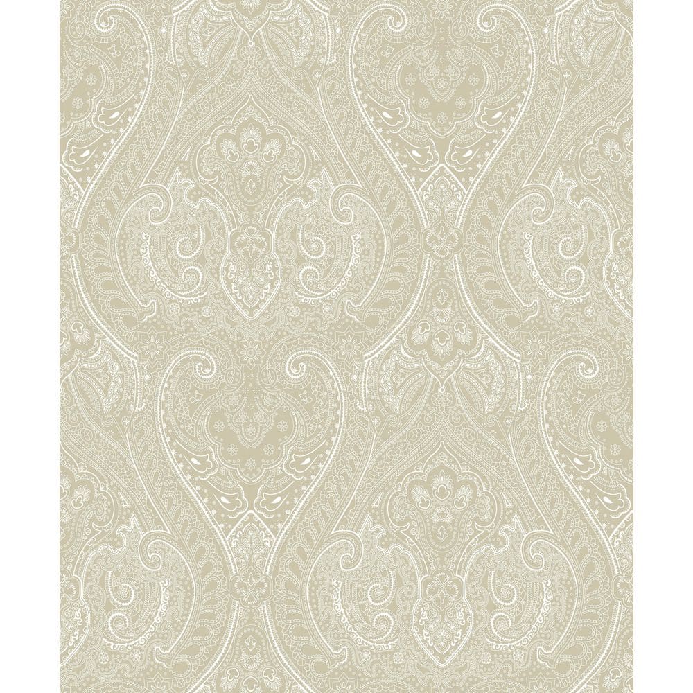 Zen Collection Cream/White Lace Damask Metallic Sheen Finish Non-Pasted Non
