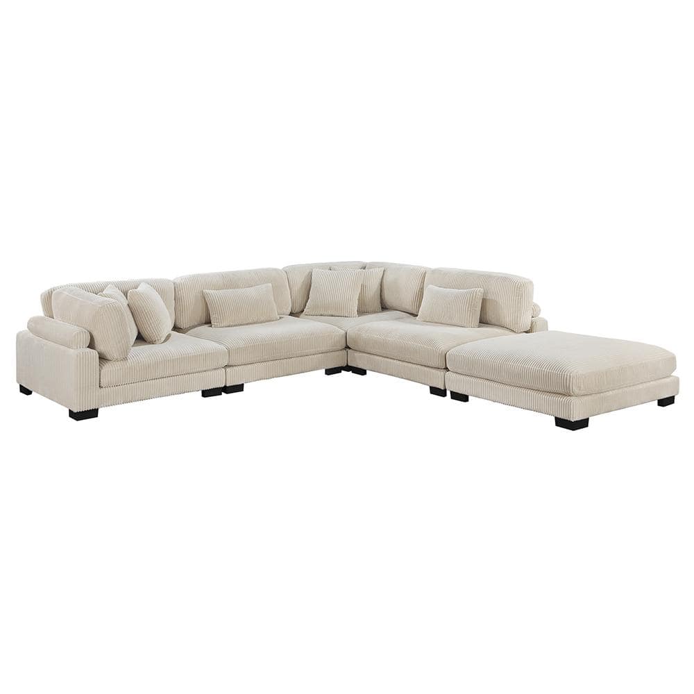 Turbo 135 in. Straight Arm 5-Piece Corduroy Fabric Modular Sectional Sofa i