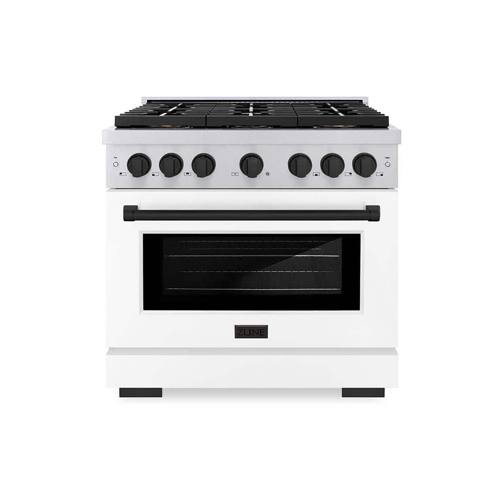 Autograph 36 in. 5.2 cu. ft. Paramount Gas Range with 6-Burners and Convection Gas Oven with White Matte and Matte Black price history on PriceWatchPro