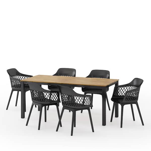 Boggio 7-Piece Wood and Resin Outdoor Dining Set