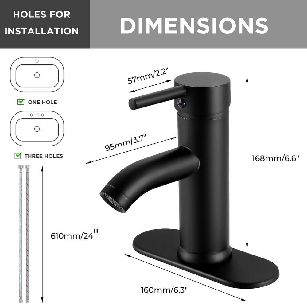Matte Black Stainless Steel Single Handle Bathroom Faucet