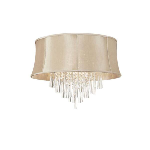 Filament Design Catherine 8 Light Halogen Polished Chrome Chandelier with Cream Fabric Shades